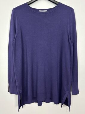 Chico’s Embellished Crew Neck Tunic Sweater Women’s Size XL Soft Knit Side Slit